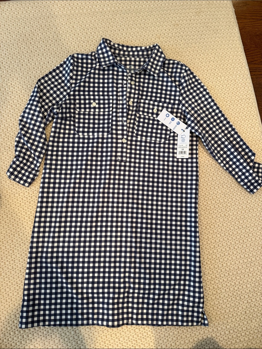 Southern Tide Navy and White Gingham Shirt Dress